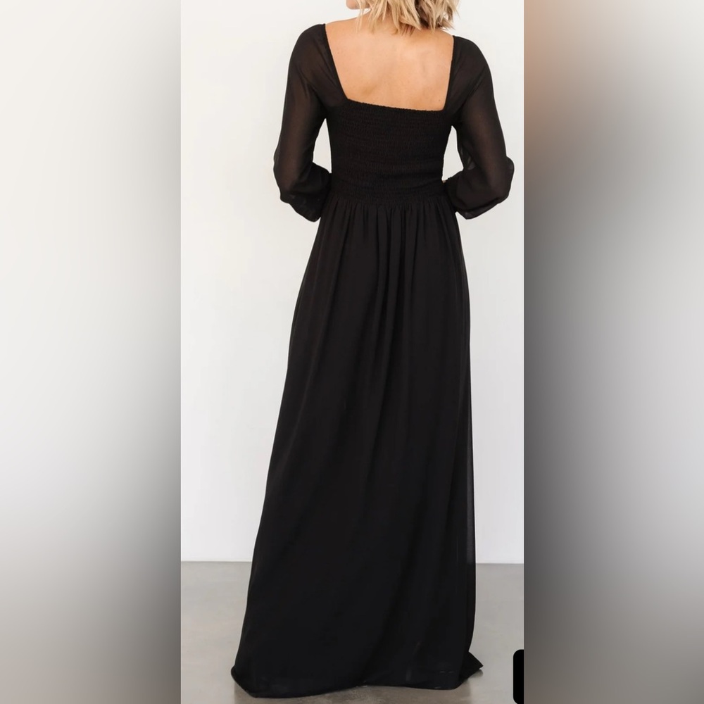 Baltic Born Giselle Maxi Dress Black Chiffon Maxi with Smocked Bodice | Large - Picture 2 of 16